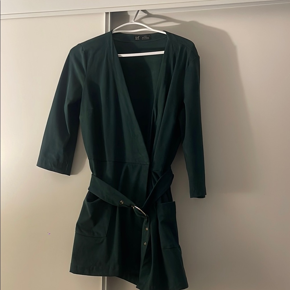 Dark Green Belted Dress